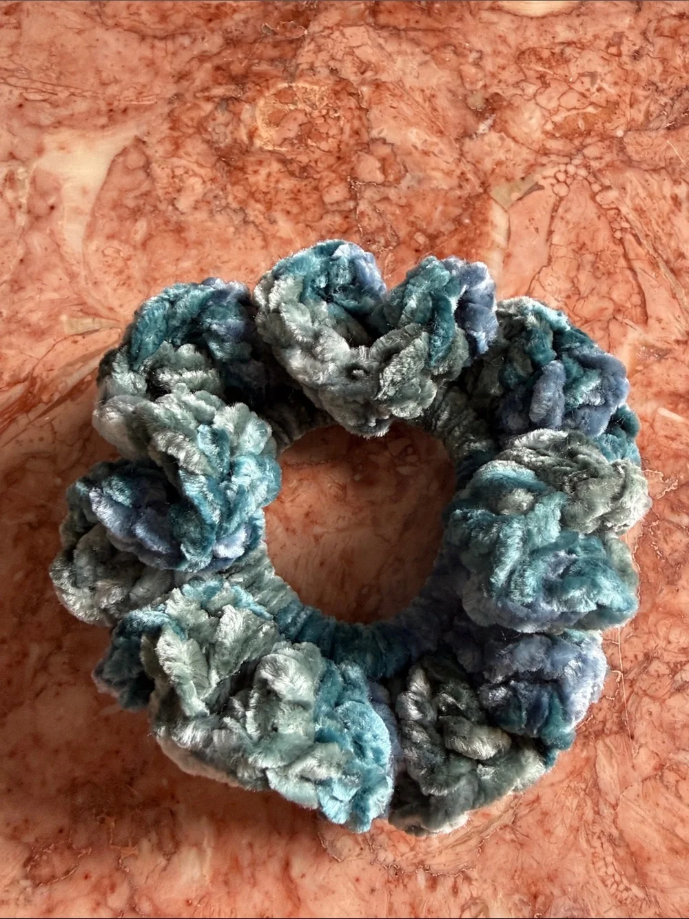 Plush Velvet Scrunchie - Teal Blue Blend